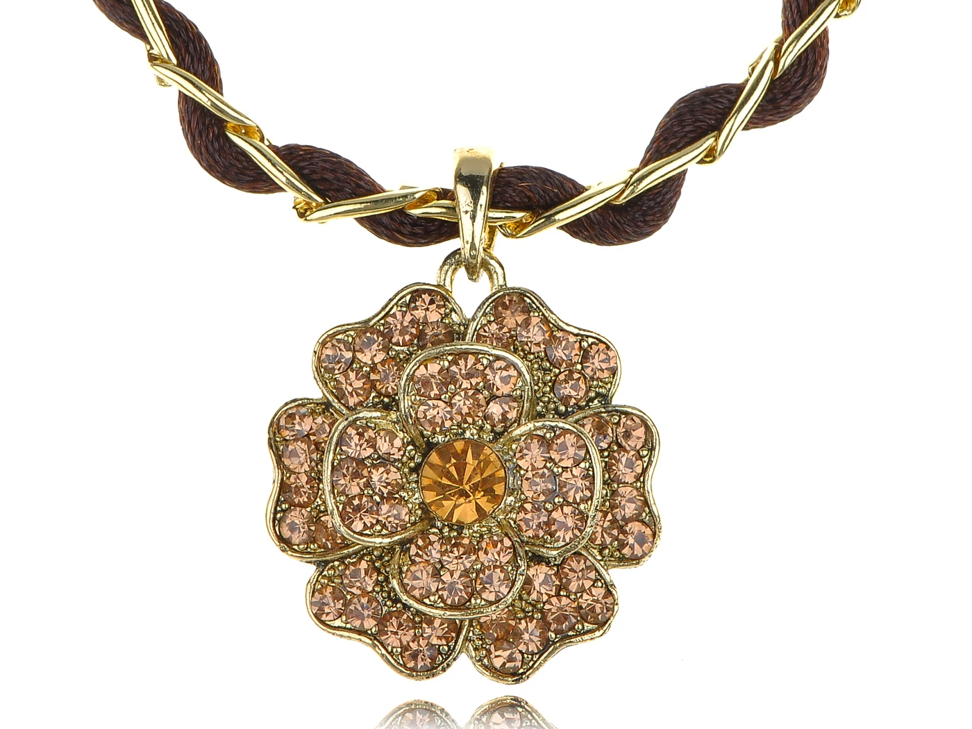 

Light Smoked Topaz Colored Single Flower Crystal Element Necklace