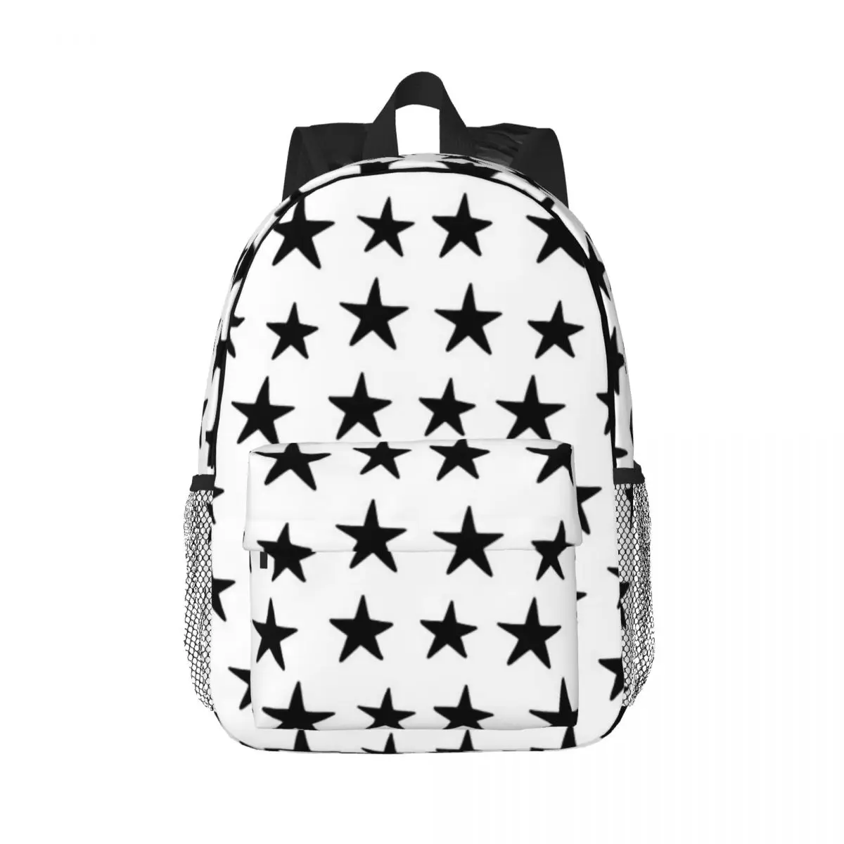 

Рюкзак черно-белый с рисунком звезд для подростков, модная детская школьная сумка для книг, дорожный ранец, вместительная сумка на плечо