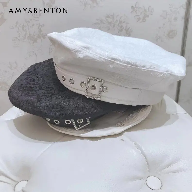 

Японская Бриллиантовая шляпа, милая леди, кружевной берет с пряжкой, летние шапки для женщин на осень и зиму