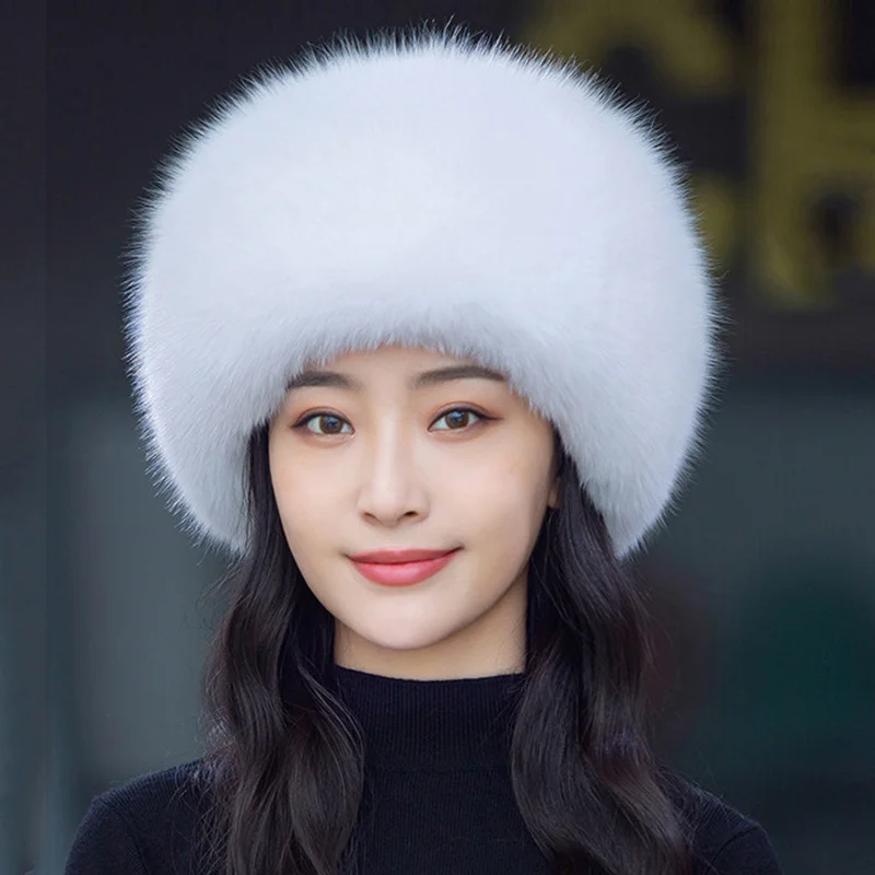 

Natural Real Fox Fur Hat For Women Winter Russian Ushanka Aviator Trapper Snow Ski Hat Earflap Caps Raccoon Fur Bomaber Hat