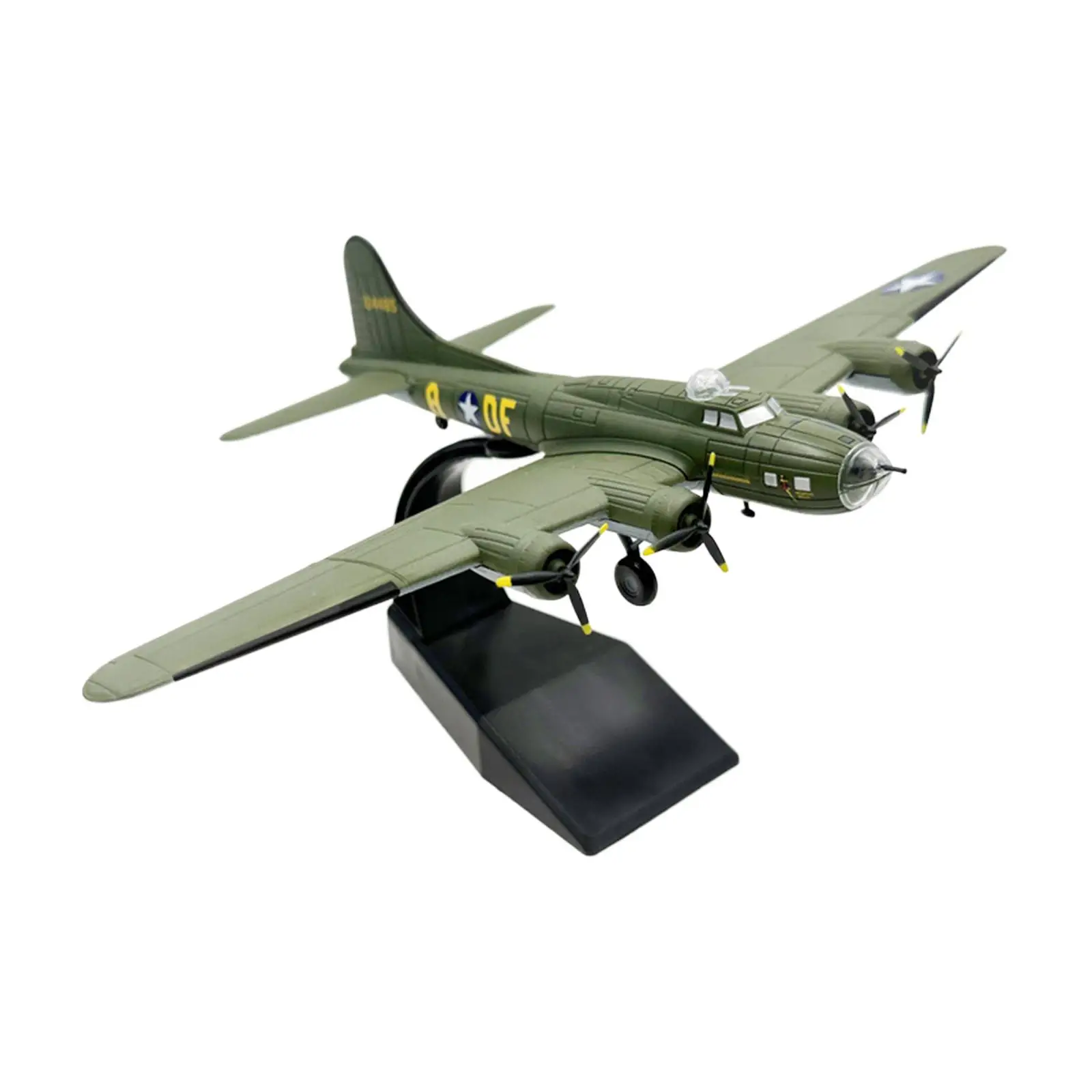 

1:144 B17 Diecast Fighter Model Tabletop Decor Gift with Display Stand Retro Plane Model for Cafe Home Bedroom TV Cabinet Shelf