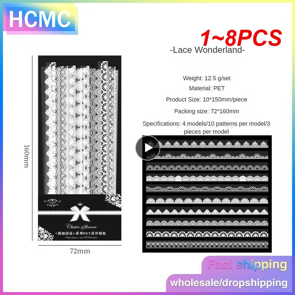 

1-8 шт., декоративные наклейки с кружевом