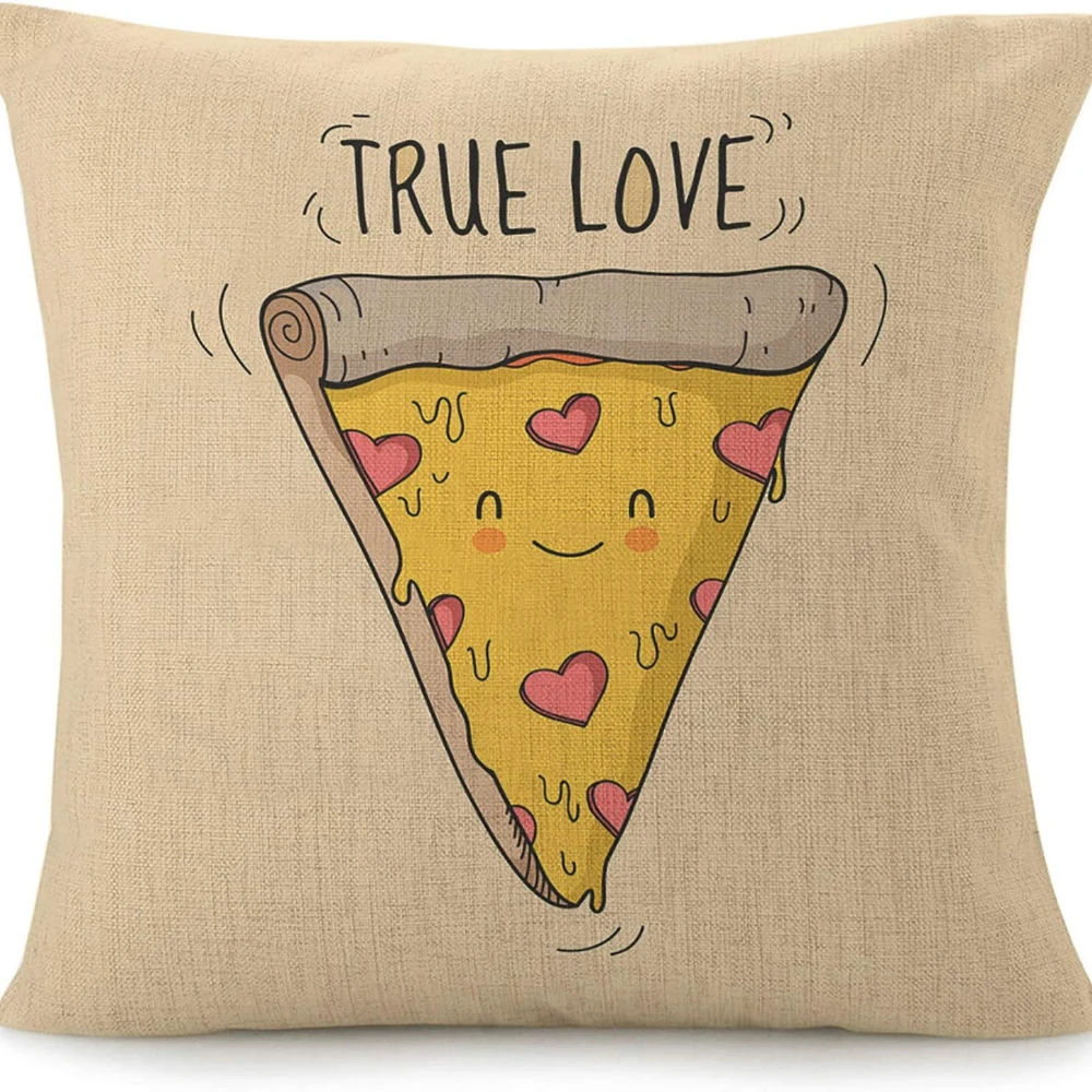 

Animated Smile Cute Pizza Pillowcase 40x40 Cm Square Bed Sofa Pillows Case Linen Cushion Covers 18X18 Inch Luxury Designer