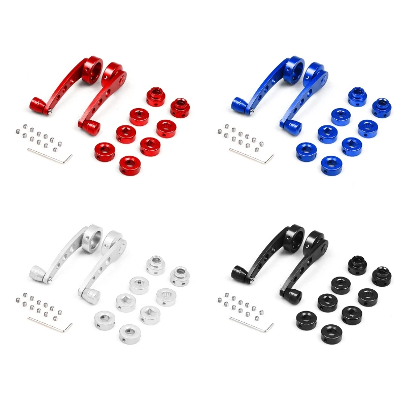 

57EF Window Crank Handle Winder Billet Aluminum Universal Car Wagon Door Kit 0.4" Round 0.4" Square 0.4" Round with 16 Spline