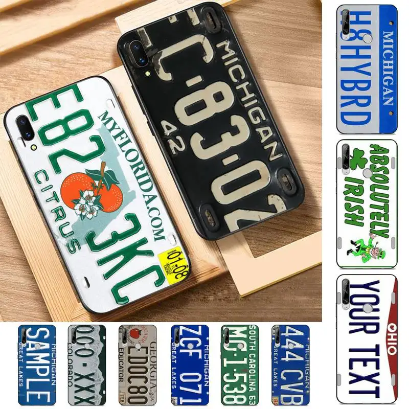 

Retro Funny License Plate Phone Case for Huawei Y 6 9 7 5 8s prime 2019 2018 enjoy 7 plus