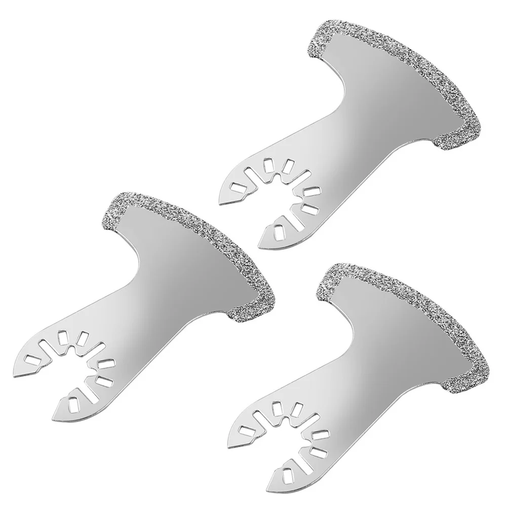 3pcs Oscillating Multi Tool Swing Diamond Saw Blades Horseshoe Hook Emery Grinding Blade For Grout Removal Soft Tiles Cutting