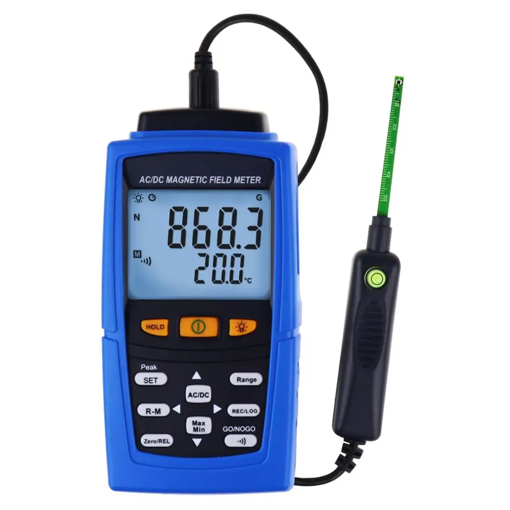 

Magnetic Field Gaussmeter 3000mT (30000 Gauss) AC / DC Magnetic Field Strength N/S Polarity Automatic Manual Data Recording