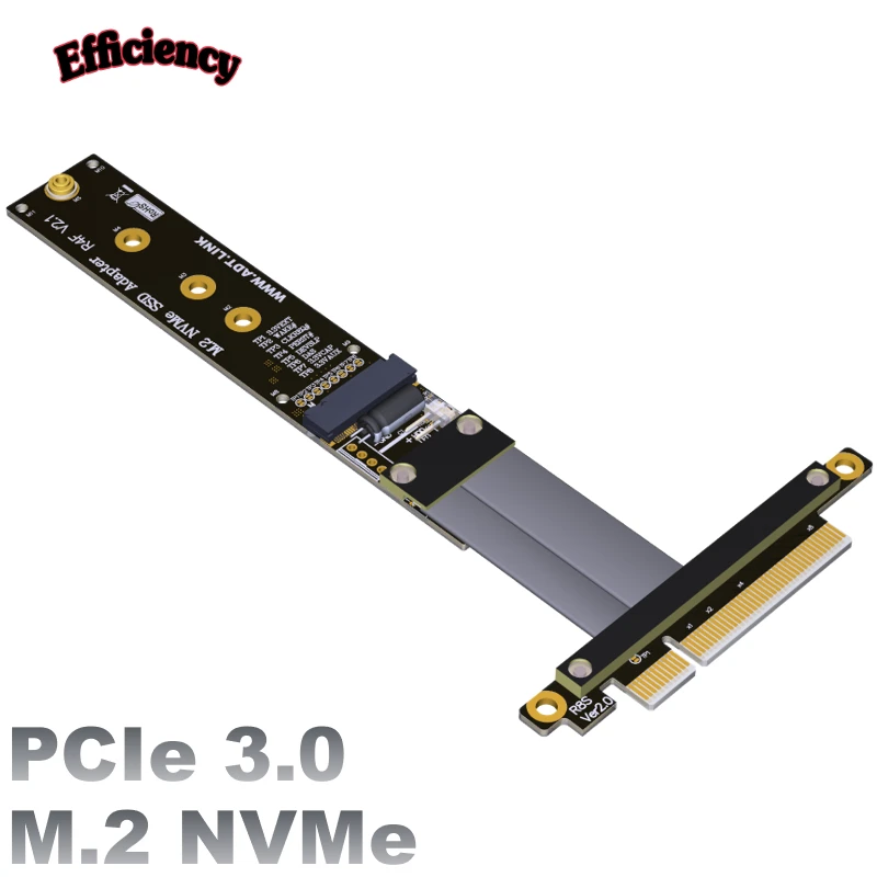 

R84SF PCIe 8x Extension Cable M.2 Key-M NVMe SSD Adapter Card Supports PCI-E3.0x8 ADT PCIe3.0x4 Gen3 32G/bps Pc Case