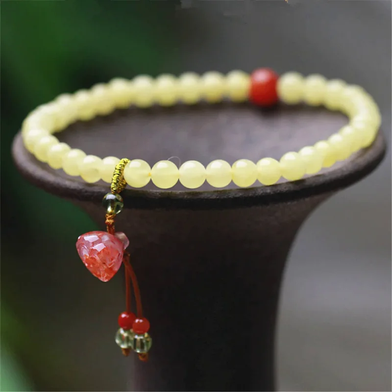 

Vintage Natural Amber Beads South Red Agate Lotus Pendant Bracelet For Women Yoga Prayer Bracelet Lucky Jewelry Buddhist Gift