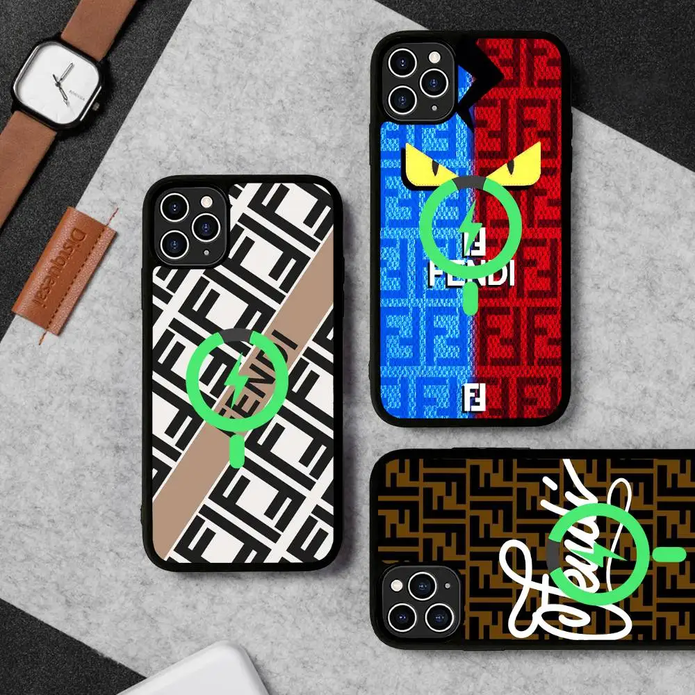 Фото Роскошный магнитный беспроводной чехол для телефона с логотипом Fendi для iPhone 17 16 15 14 13 12 11 Pro Max Plus Mag Phone Cover №4
