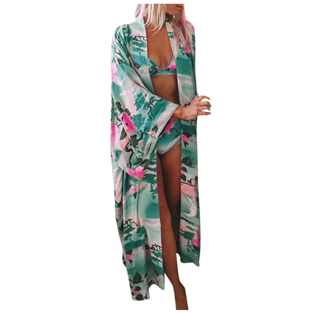 

Dress Cover Up Print Beach Floral Sleeve Flare Bathing Kimono Women Suit Swimwears Tankinis Set Swimwears bikini string