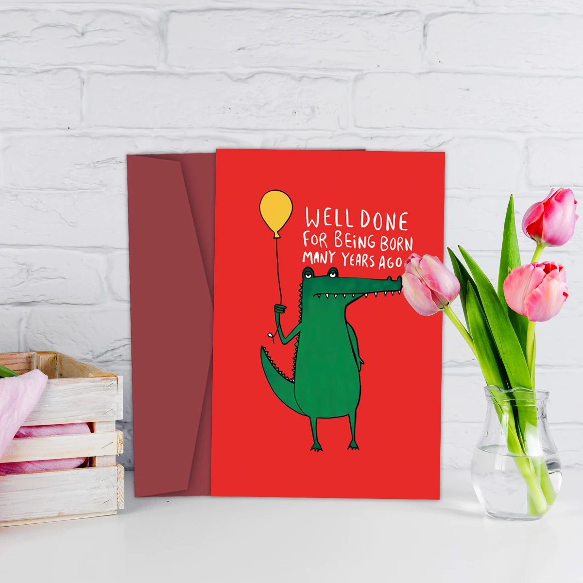 Открытка на день рождения из крокодиловой кожи 1 шт. складная забавная мультяшная