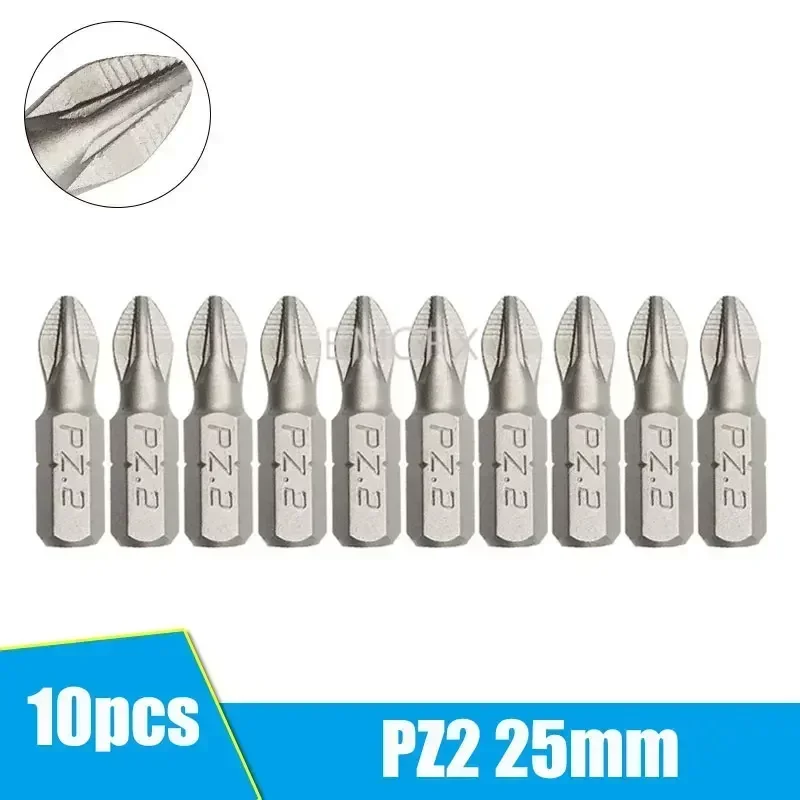 

10 шт. 25 мм PZ1/PZ2/PZ3/PH1/PH2/PH3 набор шестигранных бит Phillips с хвостовиком, мини-антискользящие отвертки для дрели, магнитная пакетная головка