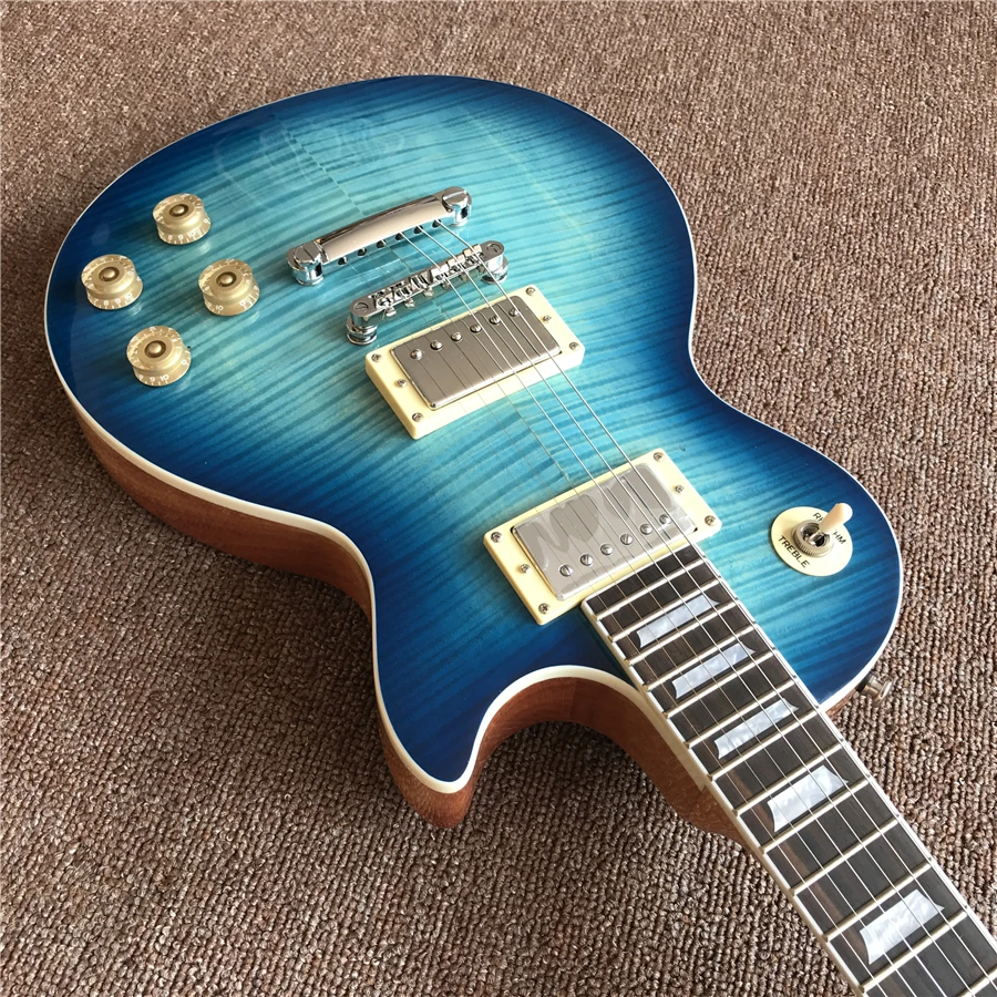 

New arrival custom one piece body and neck electric guitar in blue color , chrome hardware ,rosewood fingerboard , high quality