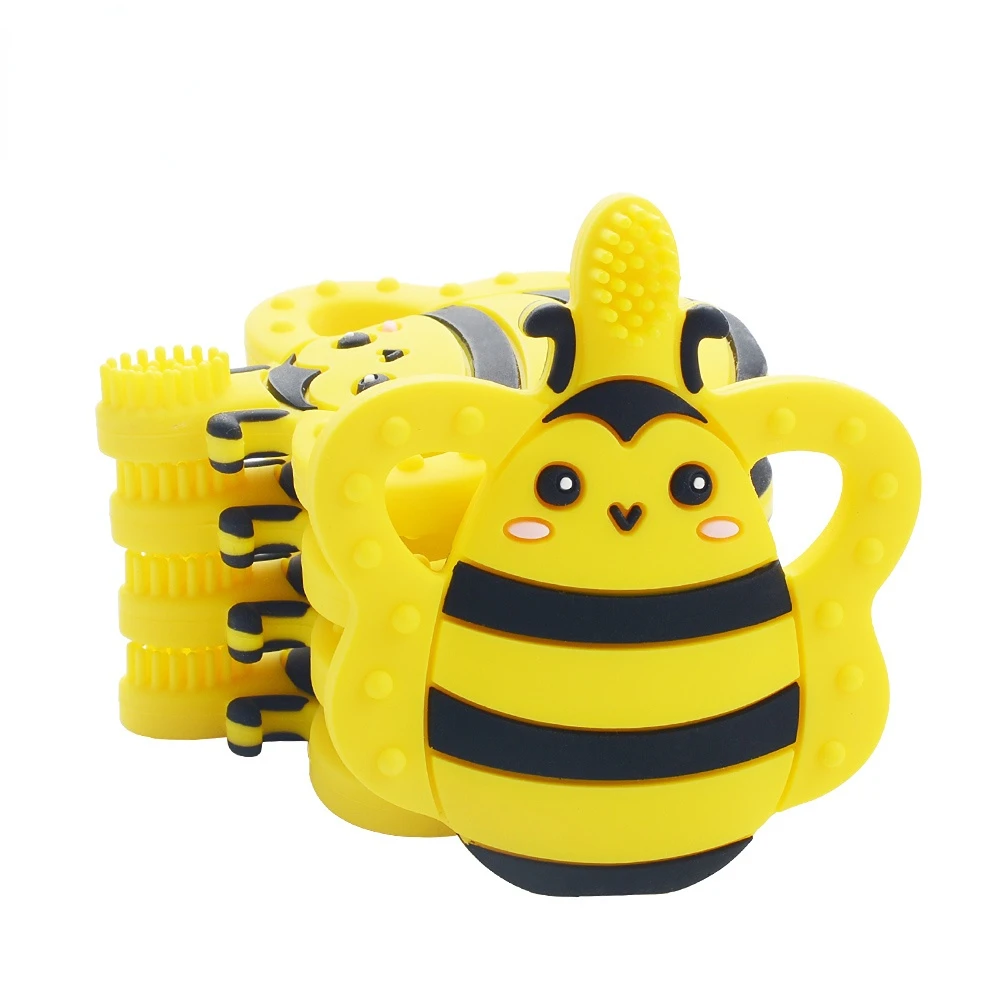 

Bee Toothbrush Silicone teether Safe Baby Toys Pendant silicone beads Toddle BPA Free toothbrush Dental Care Baby Toothbrush