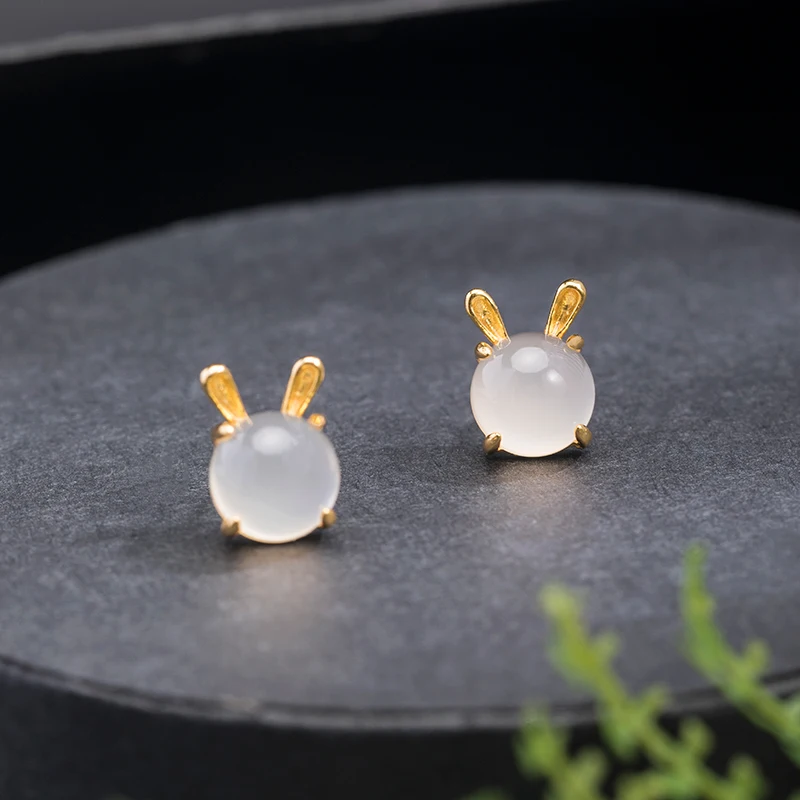 

Женские серьги из серебра 925 пробы с халцедоном