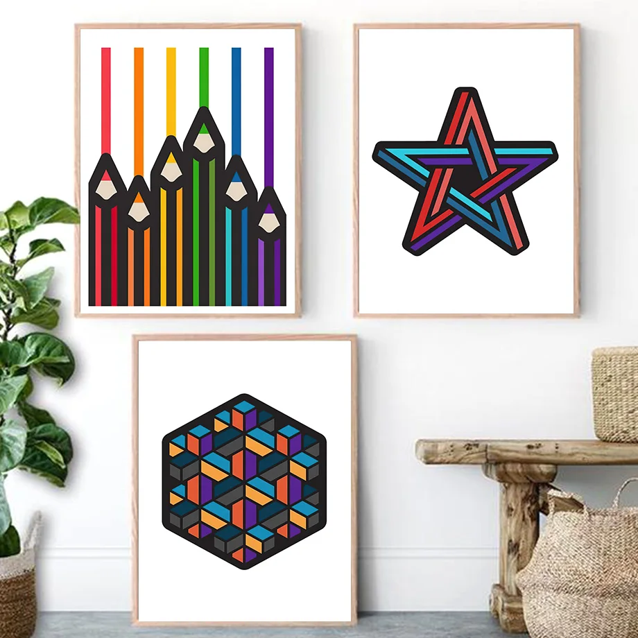 Настенная картина-карандаш в форме узелка постеры скандинавском стиле с