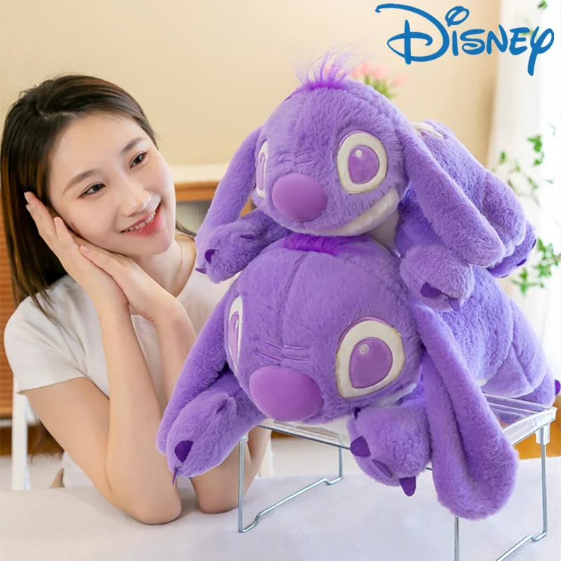 45cm Disney Lilo&stitch Anime Plus Kawaii Purple Lying Pillow Plushes Toy Doll Cut Soft Throw Pillow Room Decoration Kids Gift