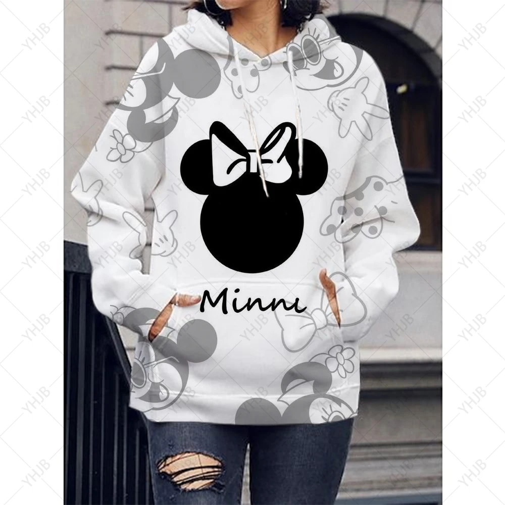 

Disney Minnie Mickey Mouse Print Women Hoody Hip Hop Crewneck Hoodies Oversized Pullovers Fashion Casual Womens Sportswear