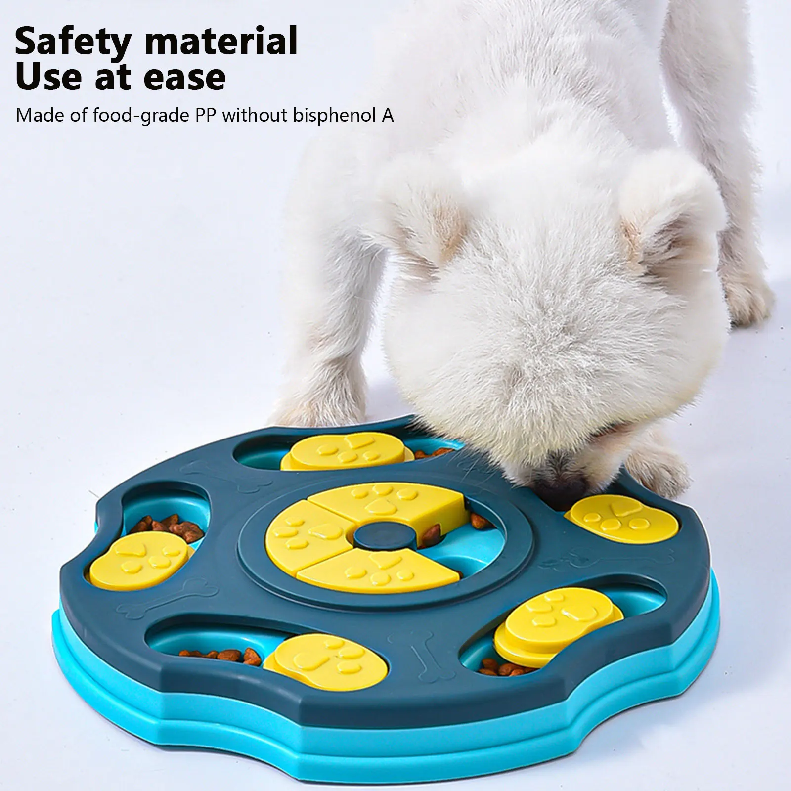 

Dog Puzzle Toys Slow Feeder Increase IQ Interactive Turntable Toy Food Dispenser Slowly Eating Bowl Pet Cat Dogs Training Game