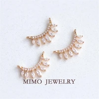mimo jewelry gold plated micro set zircon eyelash shape beautiful japanese and korean style double ring link diy accessories