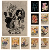anime miss kobayashis dragon maid art poster vintage room bar cafe decor nordic home decor