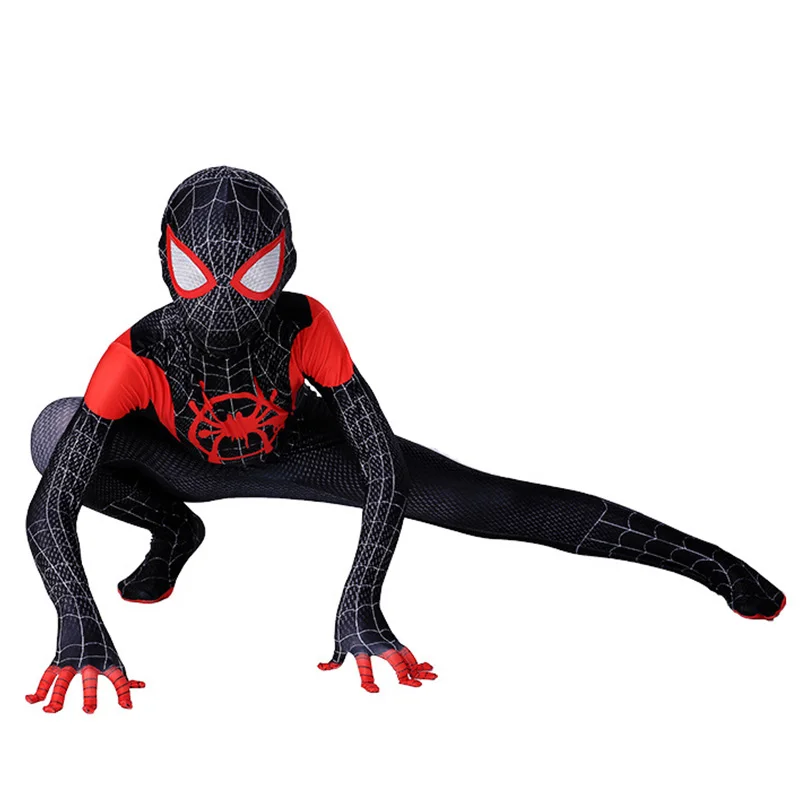 

Spider Man Into The Spider Verse Cosplay Costume Bodysuit Zentai Anime Spiderman Miles Costume Superhero Jumpsuits Suit for Kids