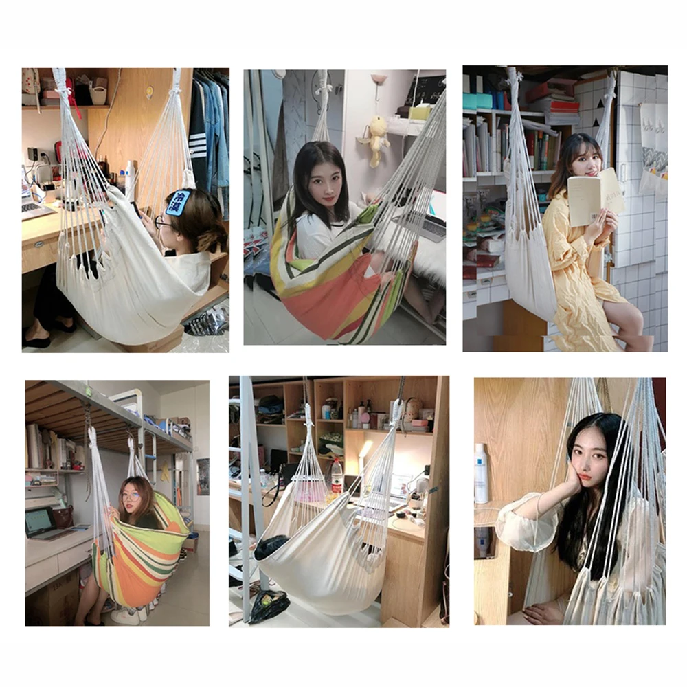 HooRu стул-гамак портативный складной подвесной веревочный качели с подушкой из