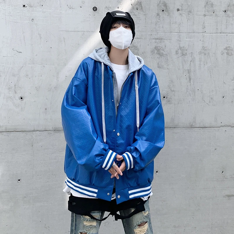 

Парка мужская демисезонная из искусственной кожи, с капюшоном