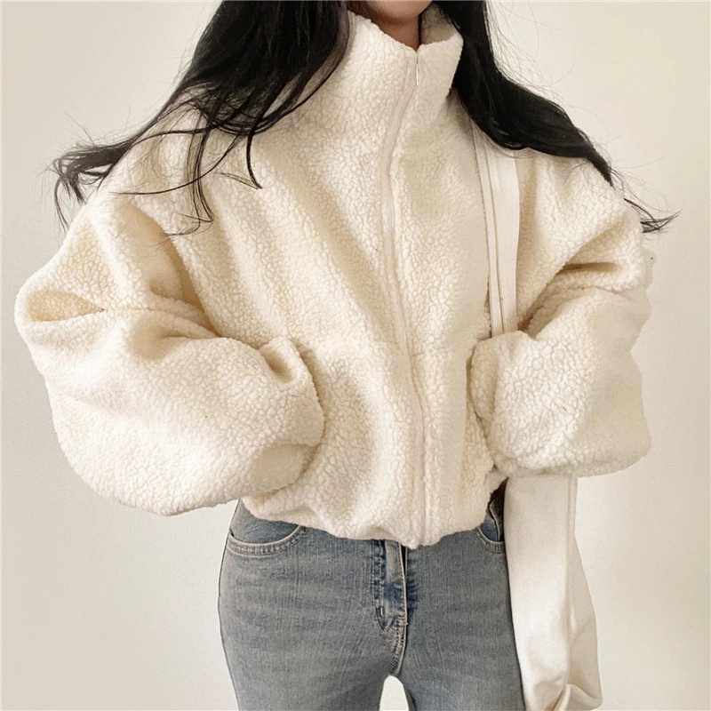 

Модный шерстяной свитер с длинным рукавом, куртка, осень/зима, утепленный Свободный кардиган с карманами, повседневные топы на молнии с воротником-стойкой, пальто 29061