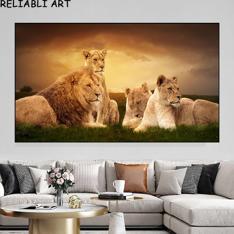 

Современная Картина Закат дикий лев животные на холсте постеры и принты картина настенные картины для гостиной Куадрос домашний декор