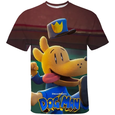 Детская футболка с собакой, мужская футболка с героями мультфильмов для мальчиков, летняя повседневная футболка с 3D принтом и короткими рукавами, одежда для маленьких девочек, забавные детские футболки Dogman