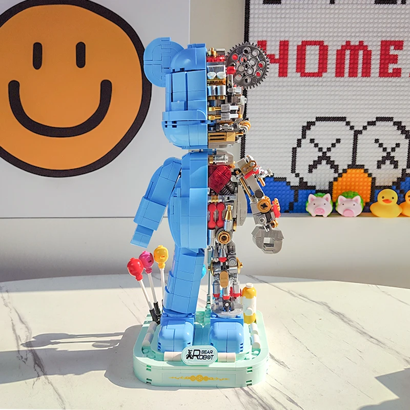 Bearbricking Net Red DIY Violent Bear Half-Body Robot MOC Tide Play Building Blocks Brick Toy To Send Boyfriend Holiday Gift