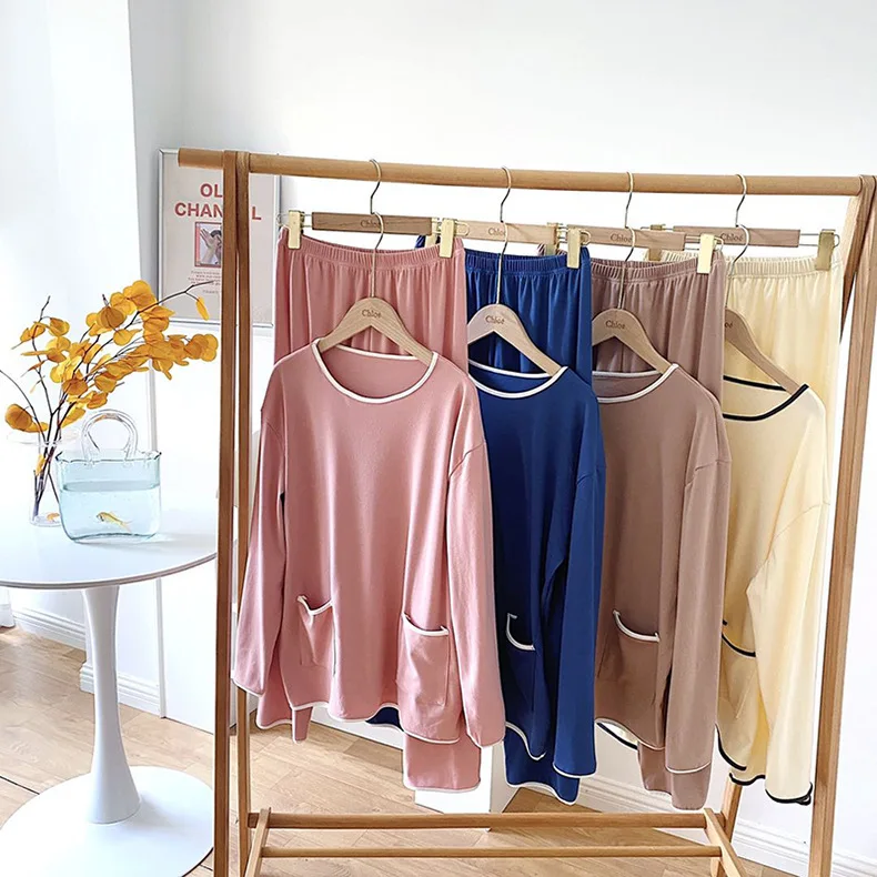 Women's Spring and Autumn Pajamas Long Sleeved Trousers Suit Soft and Comfortable Cotton Home Wear Pajamas for Women Sleepwear