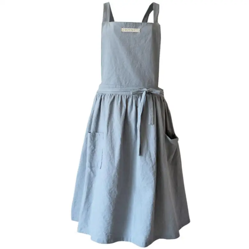 

Brief Nordic wind Pleated skirt cotton linen apron Coffee shops and flower shops work cleaning aprons for woman washing Dropship