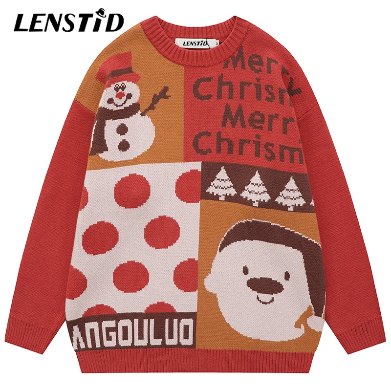 

LENSTID Autumn Men Knitted Jumper Sweaters Hip Hop Christmas Gift Oversize Streetwear Harajuku Fashion Casual Pullovers Clothing