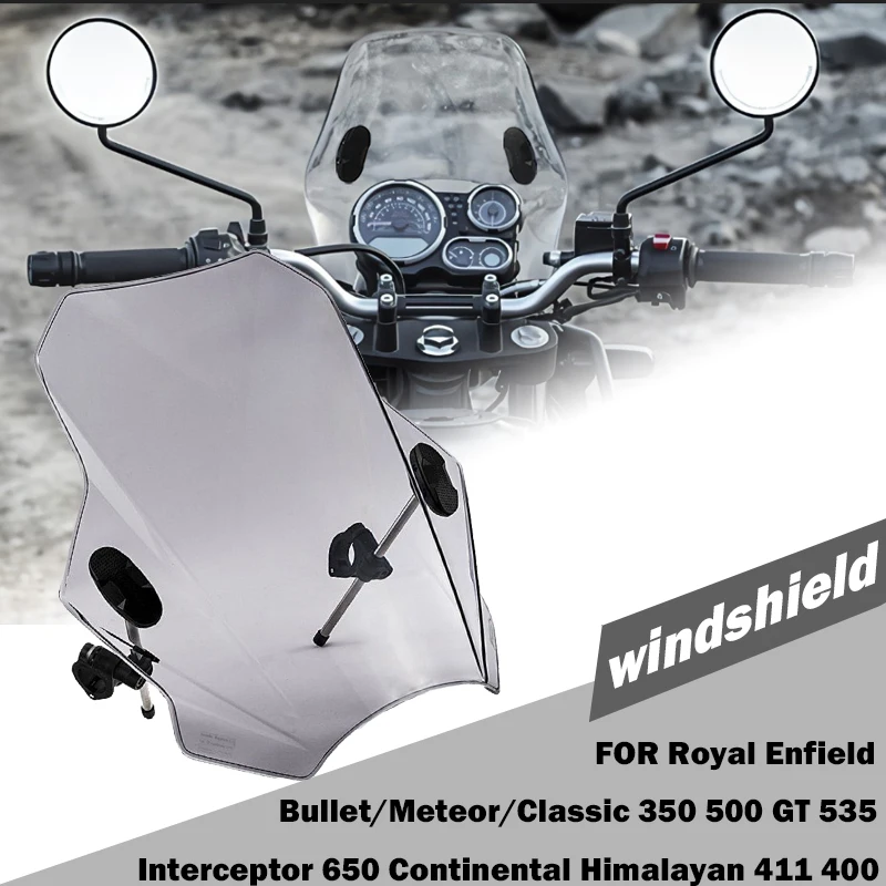 

For Royal Enfield Bullet/Meteor/Classic 350 500 Interceptor 650 Himalayan 411 400 windshield glass windshield protection