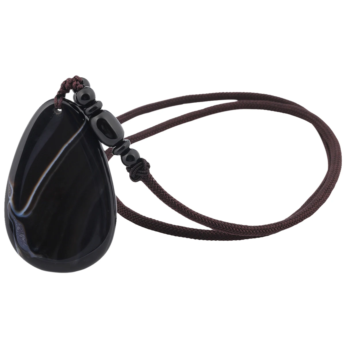 

Reiki Healing Stripes Agate Water Drop Shaped Pendant Necklace Lucky Amulet Men Women Jewelry