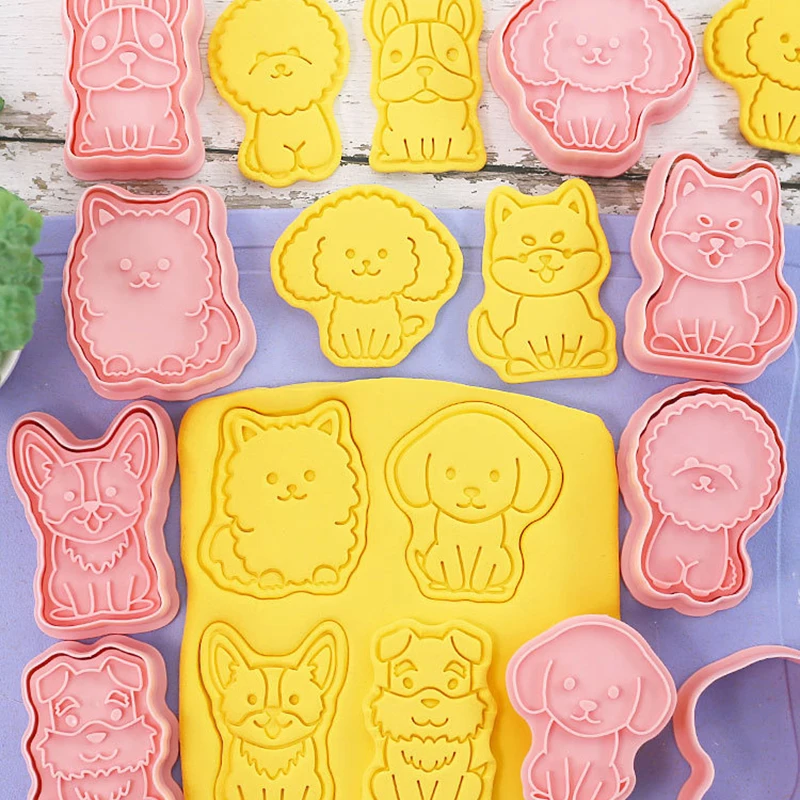 8 шт./компл. формочки для печенья в форме собаки пластиковые 3D мультяшные