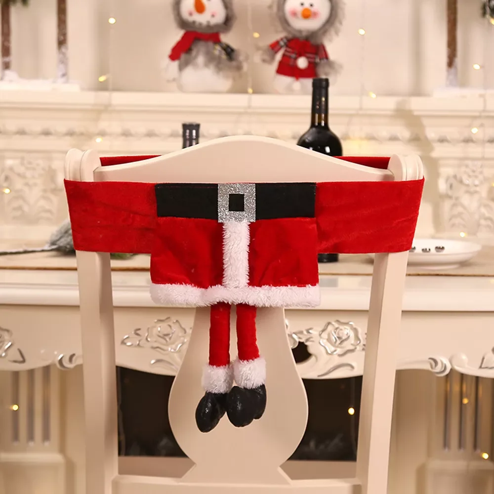 

2021 Merry Christmas Chair Cover Santa Claus Chair Back Covers Home Decor Xmas Banquet Party Christmas Decorations For Home