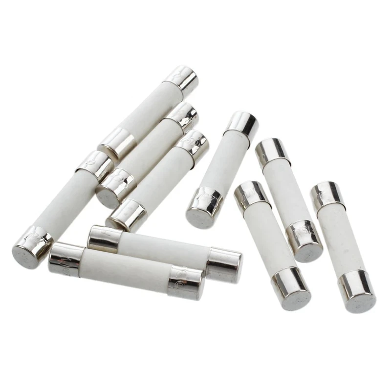 30 Pcs AC 250 V 15 A 6 X 30 Mm, High Speed Kick Cylindrical Fuse Tube Ceramic · White + Silver-FS-PHFU