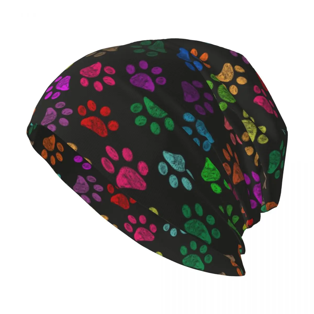 Colorful Paw Foot Print Caps Dog Cat Goth Autumn Winter Outdoor Skullies Beanies Hat Spring Warm Dual-use Bonnet Knitted Hat