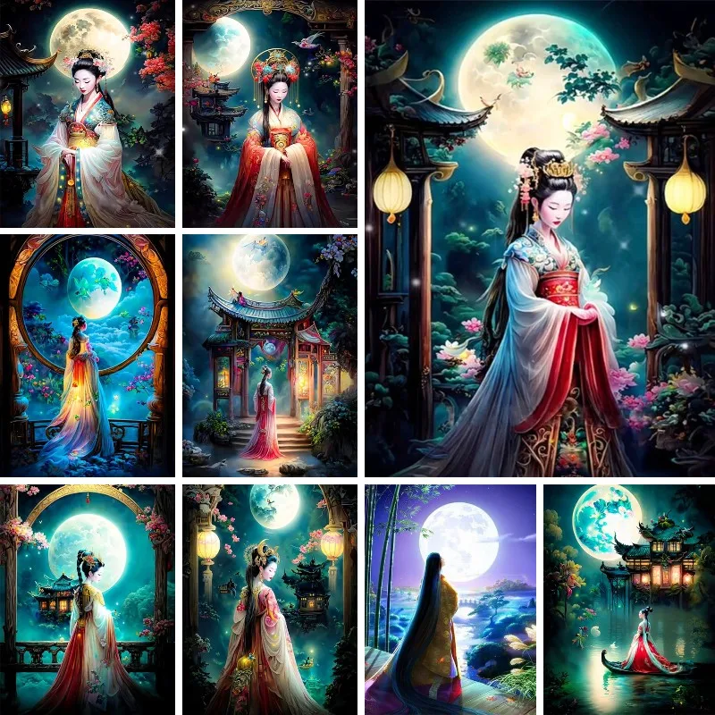 

Full Square Round Fantasy Princess 5d Diamond Painting Kits Moon Fairy Picture Embroidery Cross Stitch Mosaic Decorations Gift