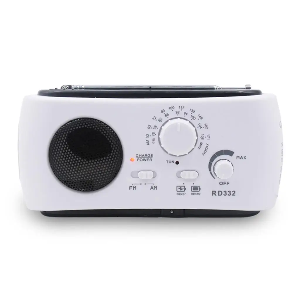 

Solar Radio Hand-Cranked Receiver White Multifunctional Hiking Emergency Self-powered Sweet Gift Interesting Park