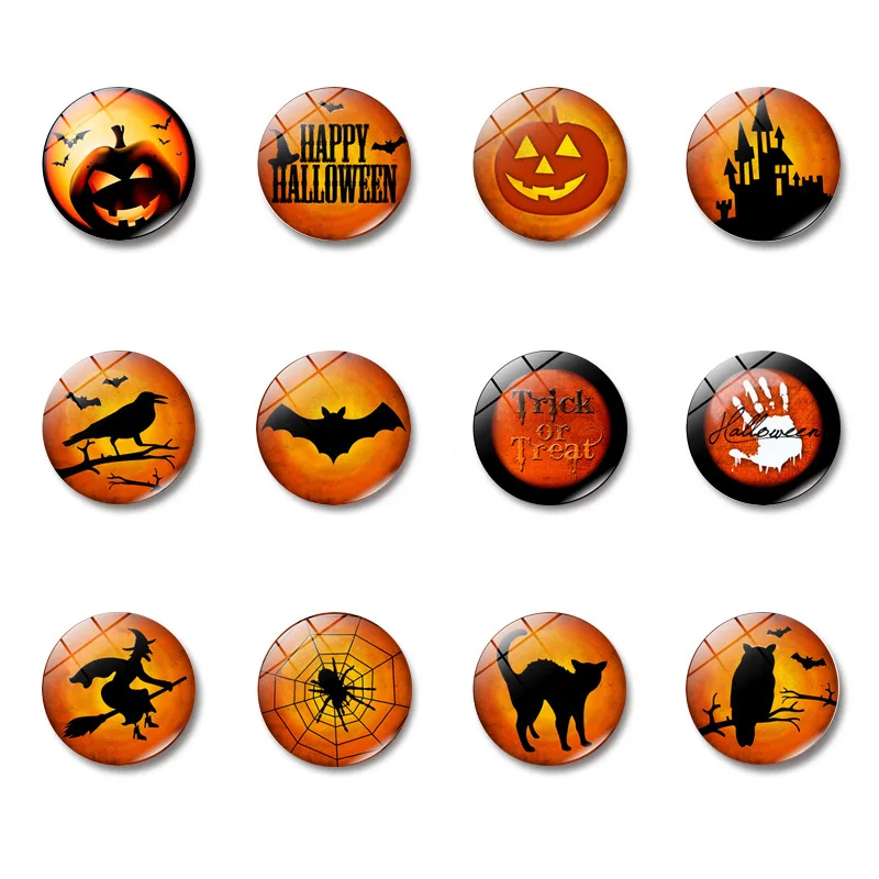 

5pcs Hot Selling Halloween Series Time Gem Magnetic Glass Refrigerator Sticker 25mm