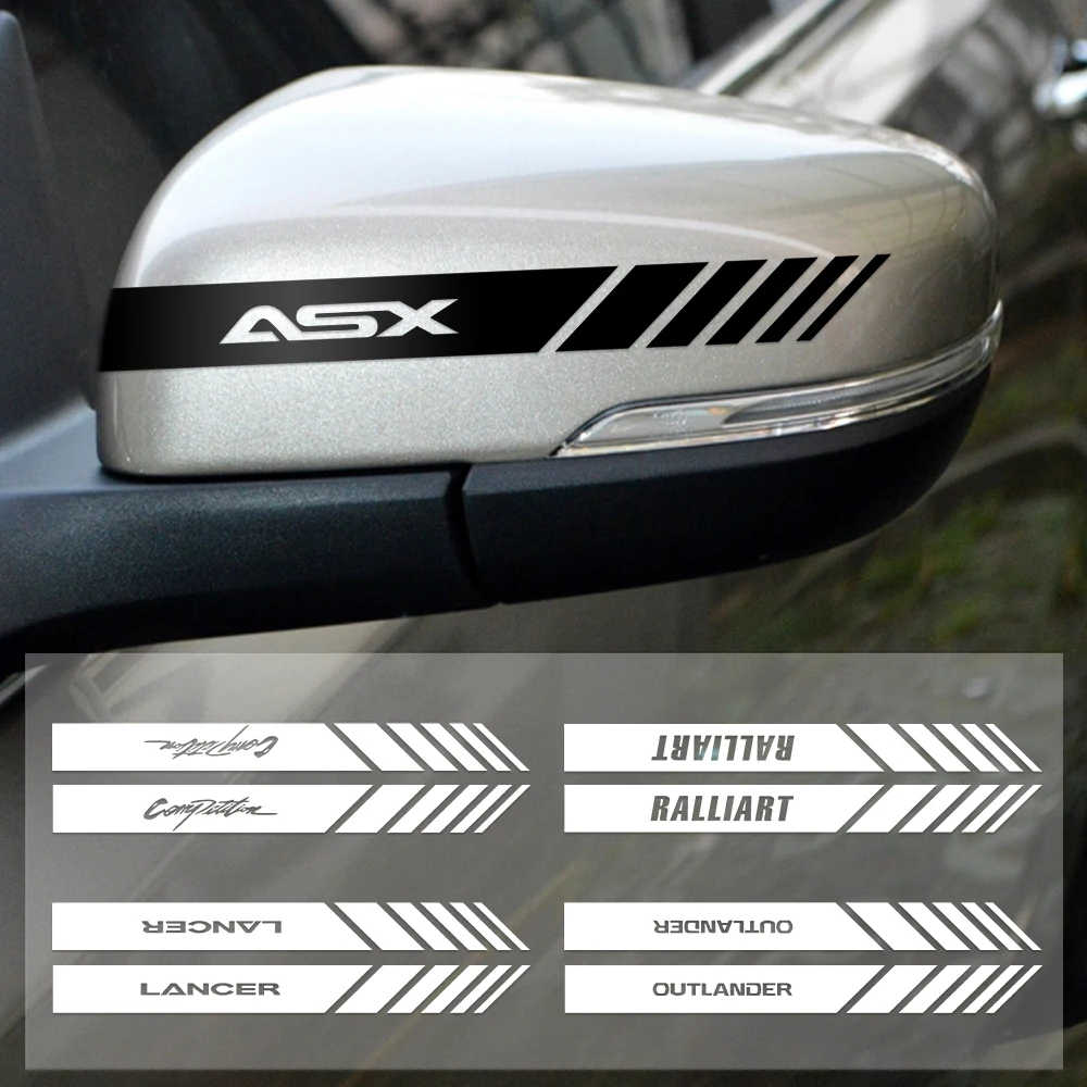 2 шт., декоративные наклейки на зеркало заднего вида для Mitsubishi Ralliart Lancer EX Outlander ASX