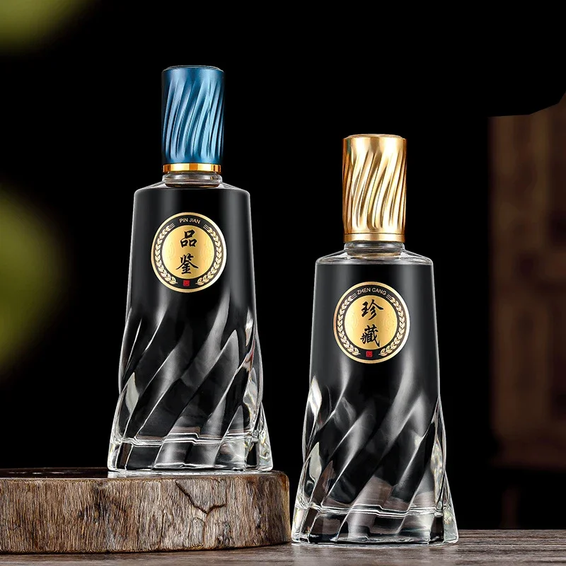 500 мл Прозрачный бессвинцовый стеклянный графин для виски витая стильная бутылка