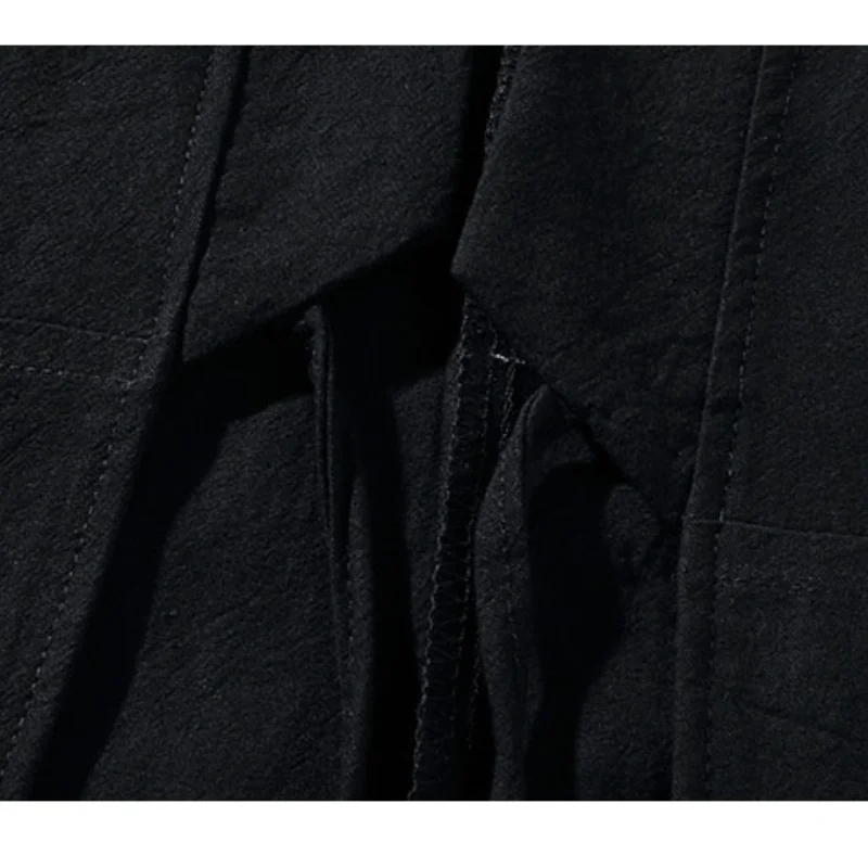 Mens Solid Kimono Jacket Loose Fit Japanese Style Full Sleeve Open Front Kimono Cardigan Coat Tops with Lacing