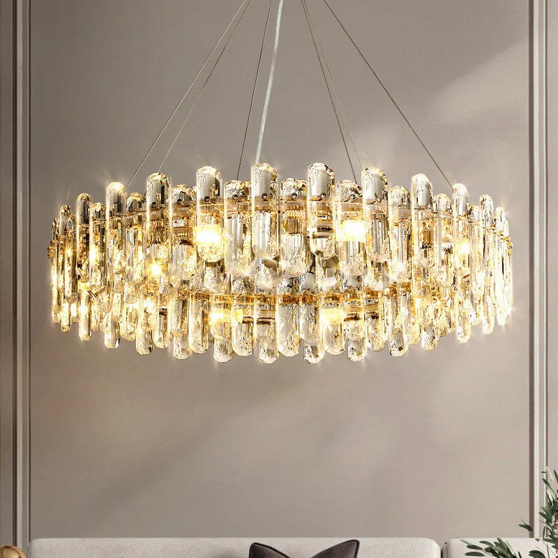 

Modern Luxury K9 Crystal E14 Led Pendant Lights Living Room Lustre Gold Metal Pendant Lamp Art Deco Lighting Fixtures Lamparas