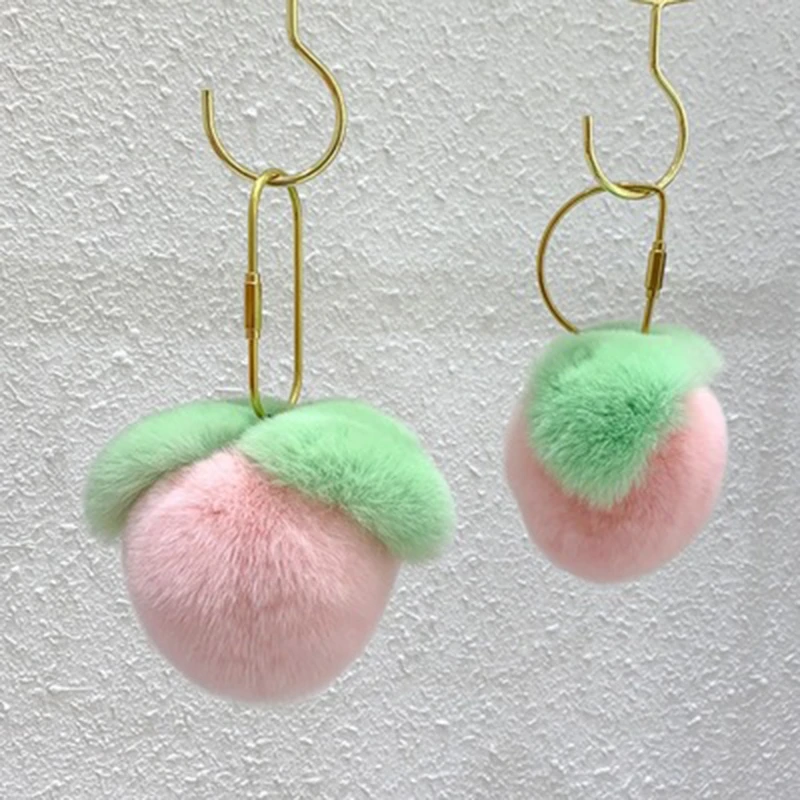 

1pcs Lovely Plush Peach Heart Bag Pendant Pink Peach Car Key Chain Hanging Gift Super Soft Lovely Gift For Girl Kids